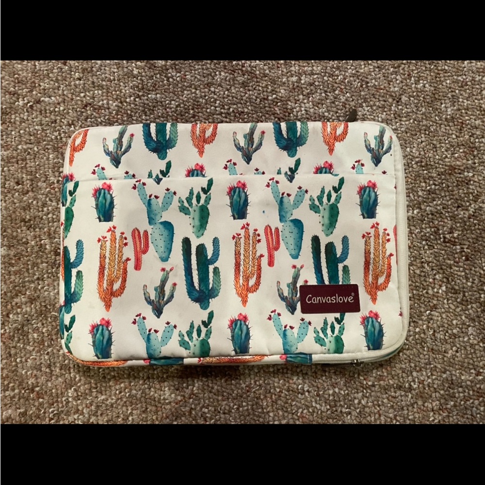 Bella Canvas White and Green Cactus Print Bag
